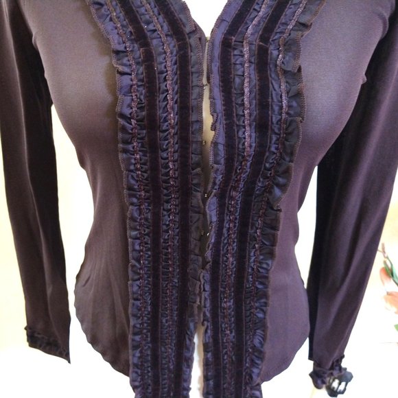 Brown Sheer Ruffle Top - Picture 5 of 13